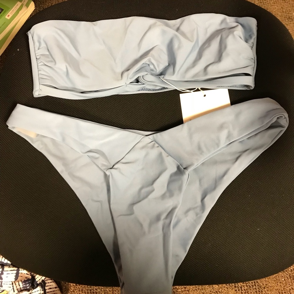 Light Blue Bandeau Swimsuit